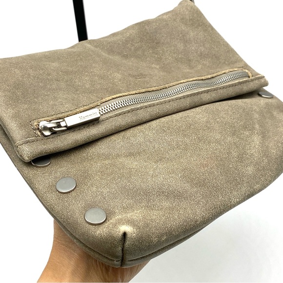 HAMMITT LOS ANGELES VIP MED PEWTER GREY  ZIP CROSSBODY Leather Clutch BAG Medium - Picture 3 of 8